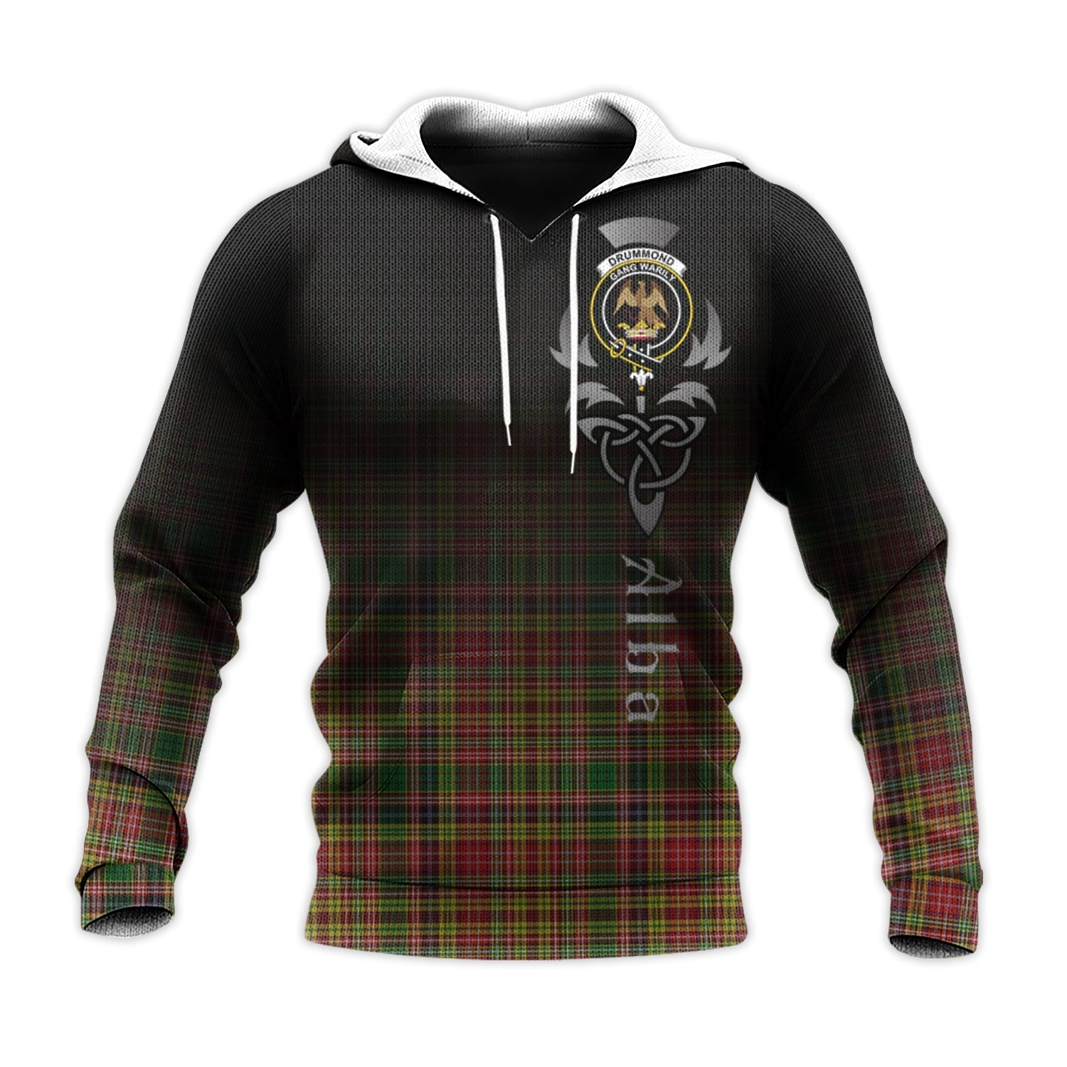 Printivon Drummond Of Strathallan Tartan Crest Alba Celtic Hoodie