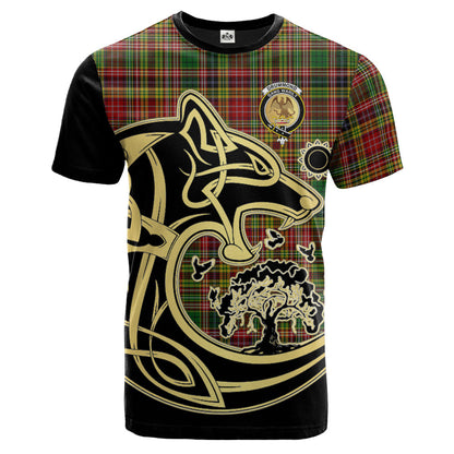 Printivon Drummond of Strathallan Crest Celtic Wolf Tartan T Shirt Custom Your Text