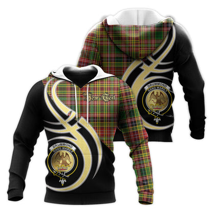 Printivon Drummond Of Strathallan Clan Believe In Me Crest Tartan Knitted Hoodie Custom Your Text