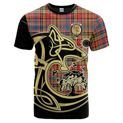 Printivon Drummond of Strathallan Modern Crest Celtic Wolf Tartan T Shirt Custom Your Text