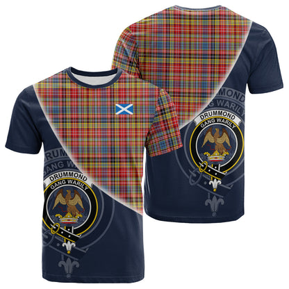 Printivon Drummond of Strathallan Modern Tartan Scottish Crest T Shirt