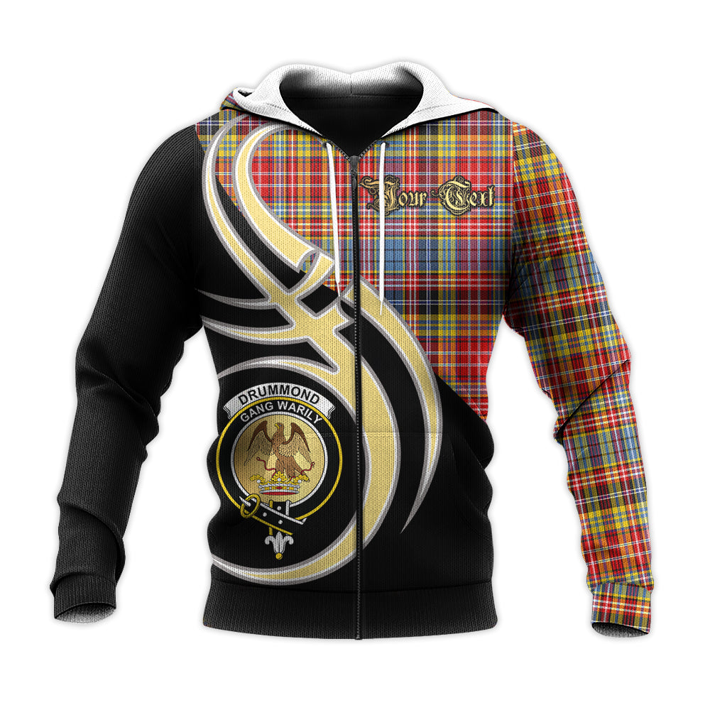 Printivon Drummond Of Strathallan Modern Clan Believe In Me Crest Tartan Knitted Hoodie Custom Your Text