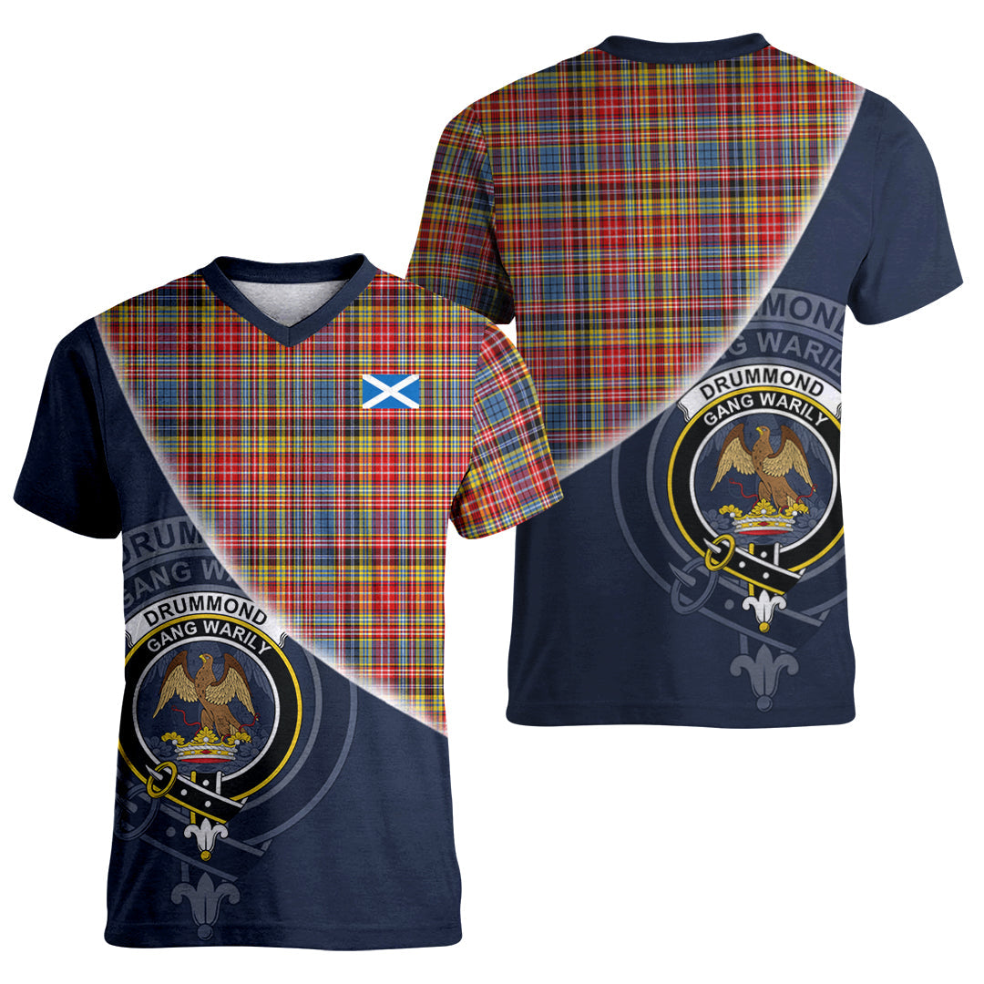 Printivon Drummond of Strathallan Modern Tartan Scottish Crest T Shirt