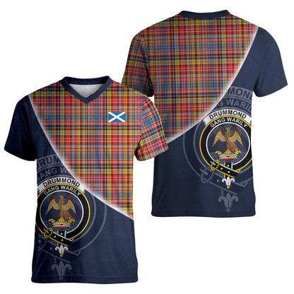 Printivon Drummond of Strathallan Modern Tartan Scottish Crest T Shirt