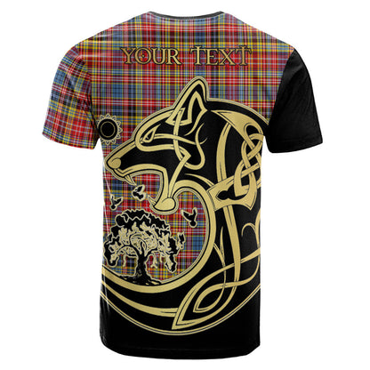 Printivon Drummond of Strathallan Modern Crest Celtic Wolf Tartan T Shirt Custom Your Text