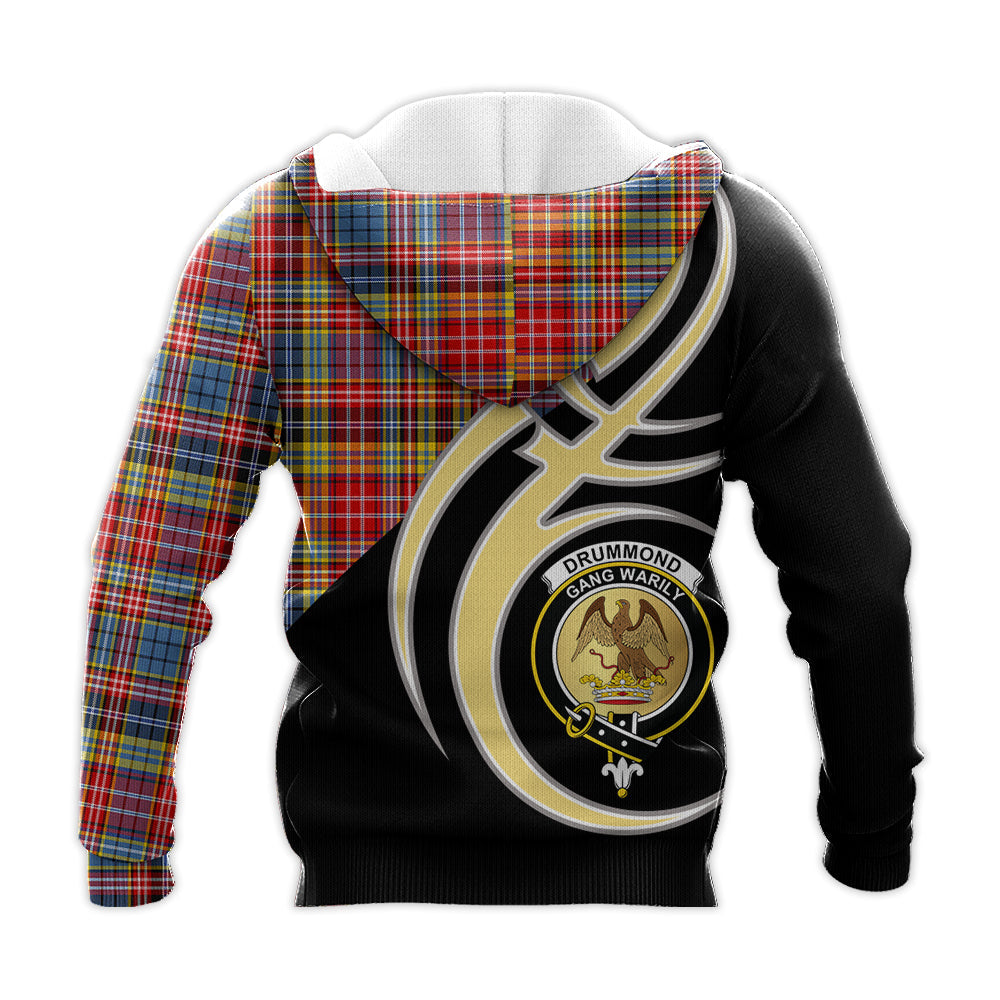 Printivon Drummond Of Strathallan Modern Clan Believe In Me Crest Tartan Knitted Hoodie Custom Your Text