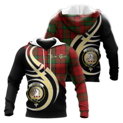 Printivon Dunbar Clan Believe In Me Crest Tartan Knitted Hoodie Custom Your Text