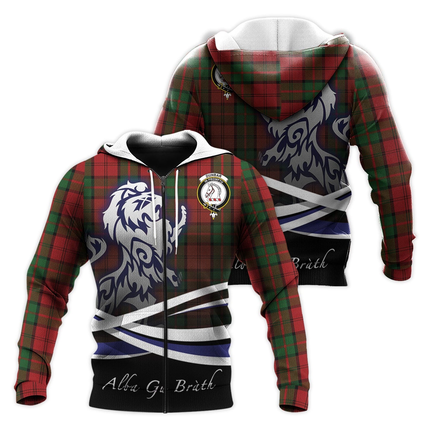 Printivon Dunbar Tartan Scottish Lion Hoodie