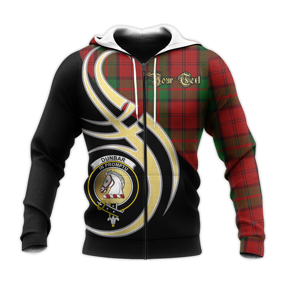 Printivon Dunbar Clan Believe In Me Crest Tartan Knitted Hoodie Custom Your Text