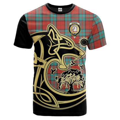 Printivon Dunbar Ancient Crest Celtic Wolf Tartan T Shirt Custom Your Text