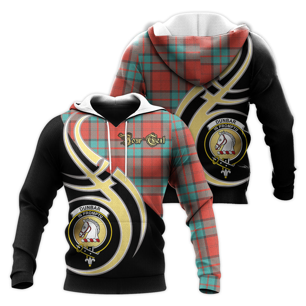 Printivon Dunbar Ancient Clan Believe In Me Crest Tartan Knitted Hoodie Custom Your Text