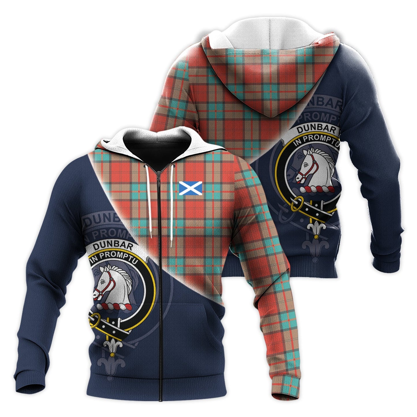 Printivon Dunbar Ancient Tartan Scottish Crest Hoodie