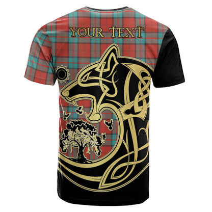 Printivon Dunbar Ancient Crest Celtic Wolf Tartan T Shirt Custom Your Text