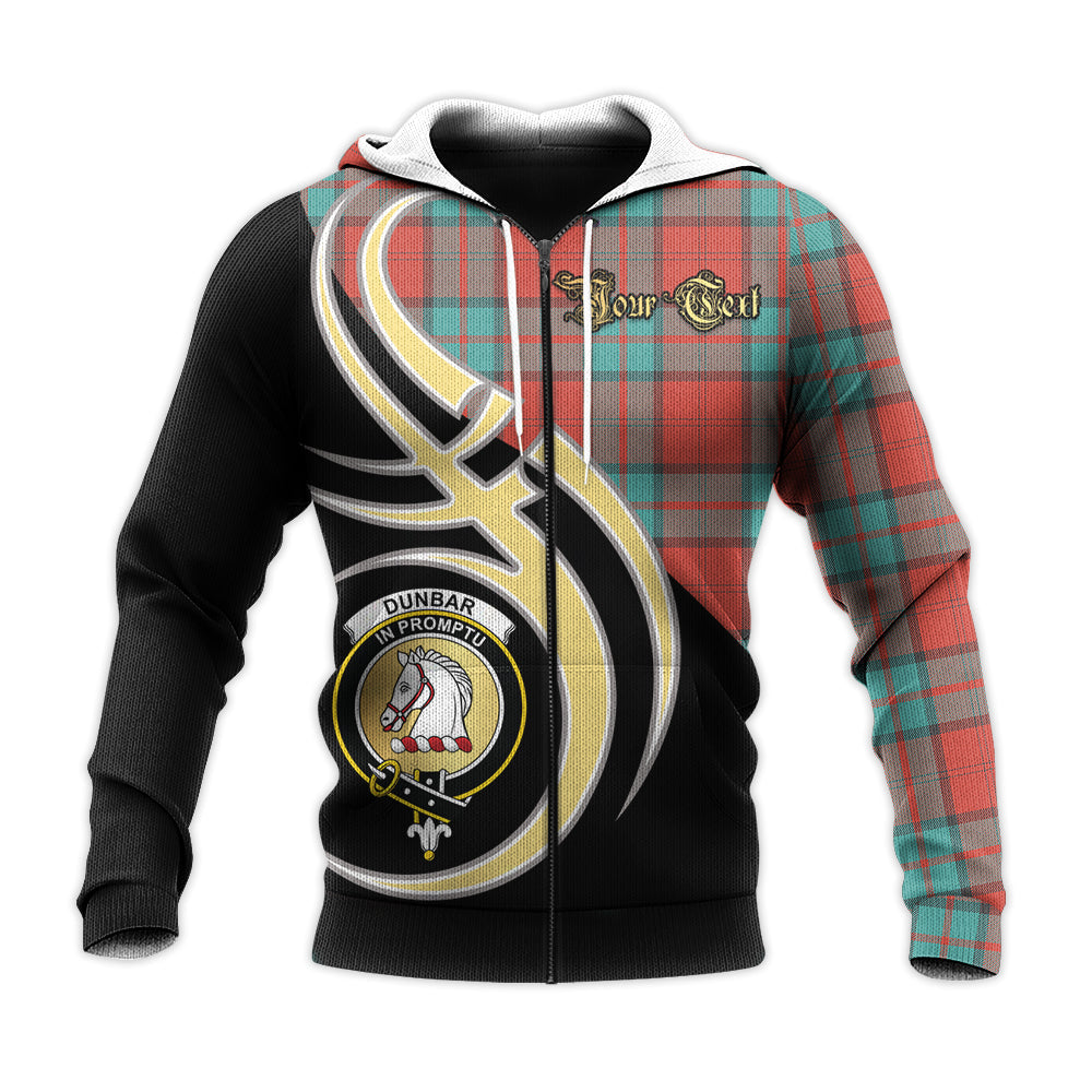 Printivon Dunbar Ancient Clan Believe In Me Crest Tartan Knitted Hoodie Custom Your Text