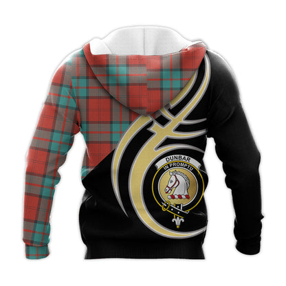 Printivon Dunbar Ancient Clan Believe In Me Crest Tartan Knitted Hoodie Custom Your Text