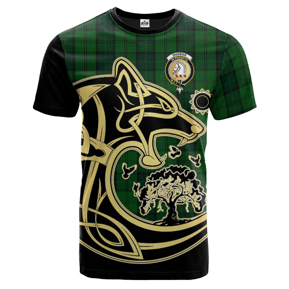Printivon Dunbar Hunting Crest Celtic Wolf Tartan T Shirt Custom Your Text