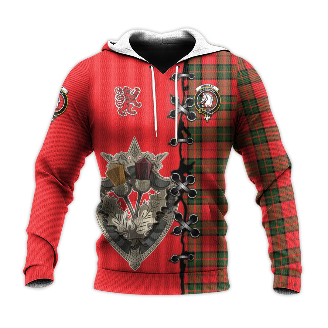 Printivon Dunbar Modern Tartan Hoodie Lion Rampant And Celtic Thistle Style