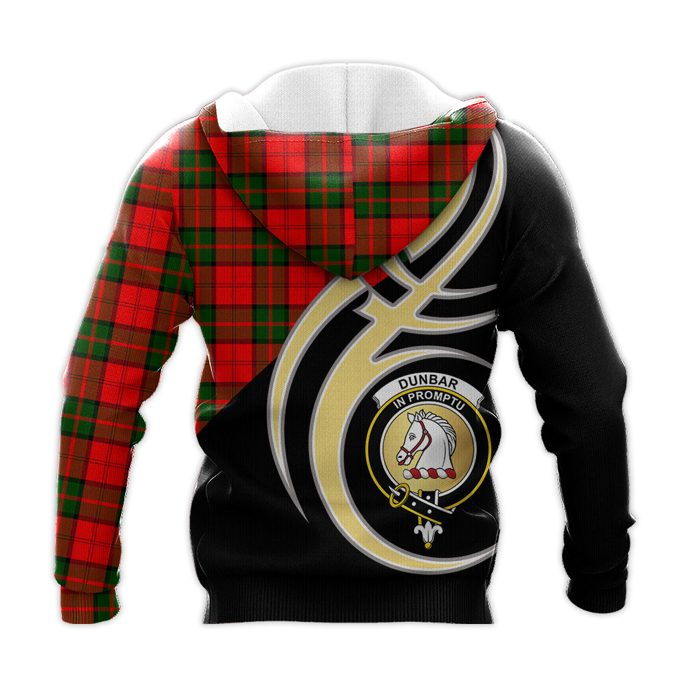 Printivon Dunbar Modern Clan Believe In Me Crest Tartan Knitted Hoodie Custom Your Text