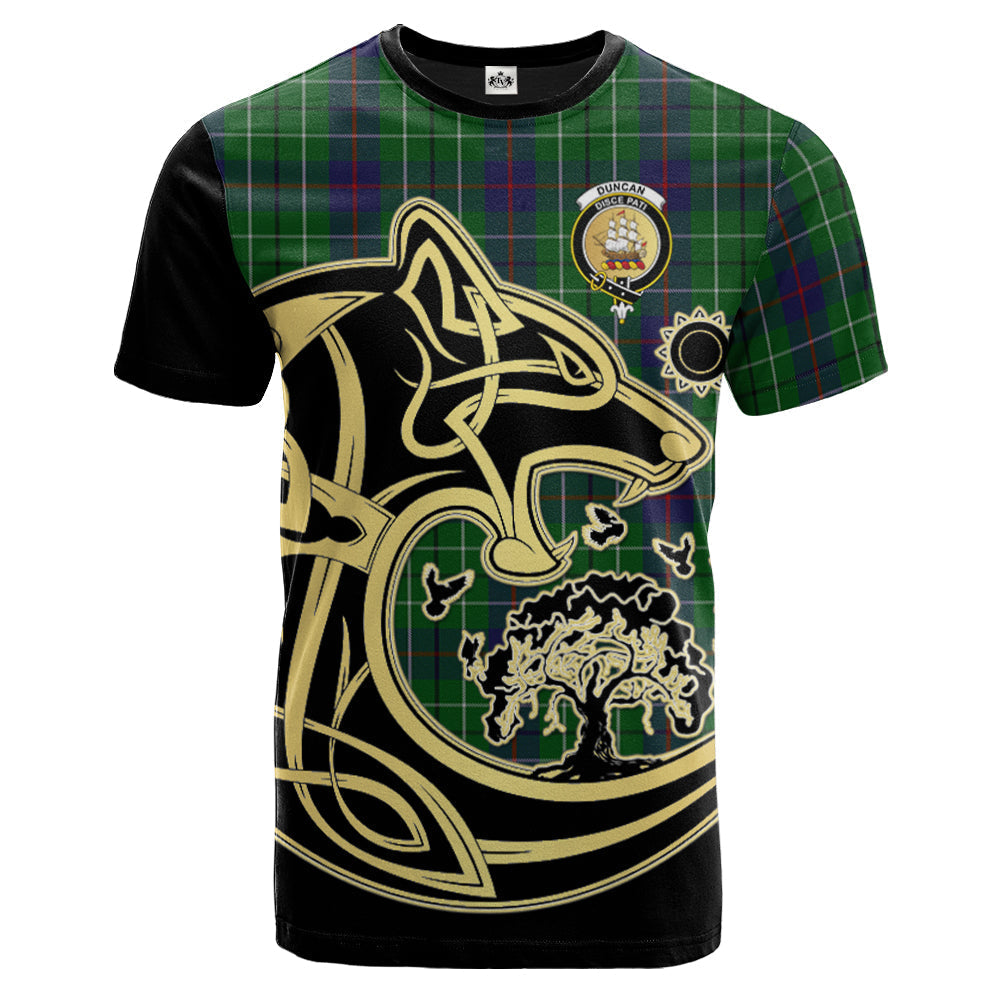 Printivon Duncan Crest Celtic Wolf Tartan T Shirt Custom Your Text