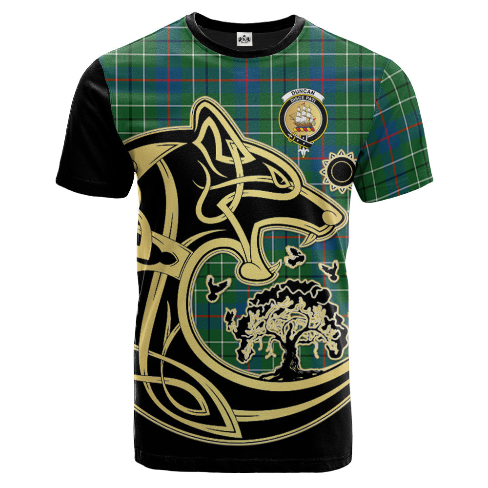 Printivon Duncan Ancient Crest Celtic Wolf Tartan T Shirt Custom Your Text