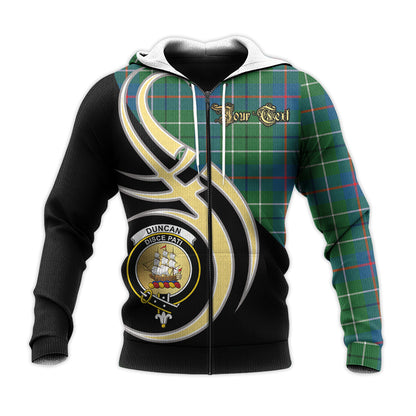 Printivon Duncan Ancient Clan Believe In Me Crest Tartan Knitted Hoodie Custom Your Text