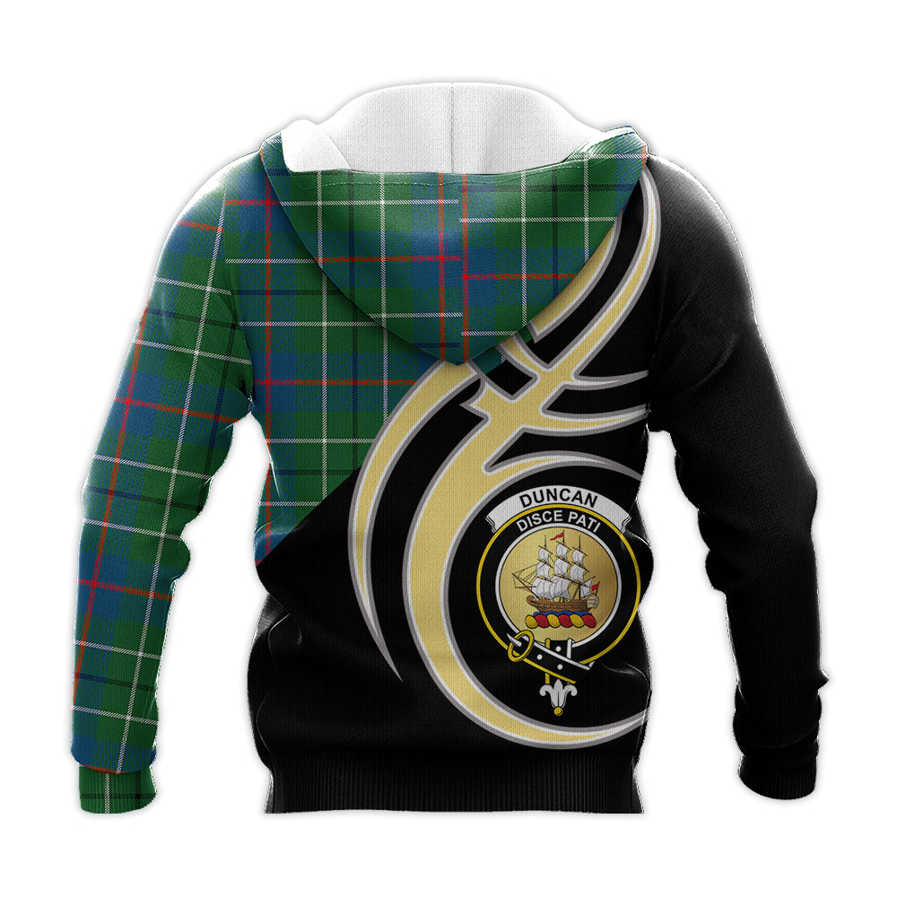 Printivon Duncan Ancient Clan Believe In Me Crest Tartan Knitted Hoodie Custom Your Text