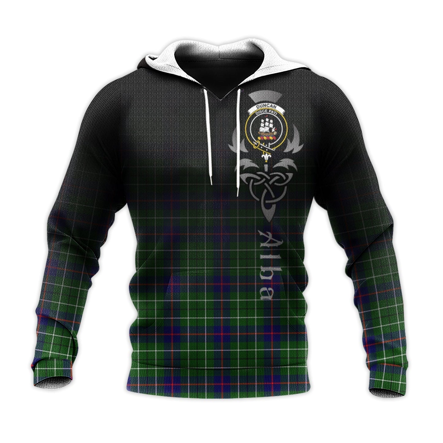 Printivon Duncan Modern Tartan Crest Alba Celtic Hoodie