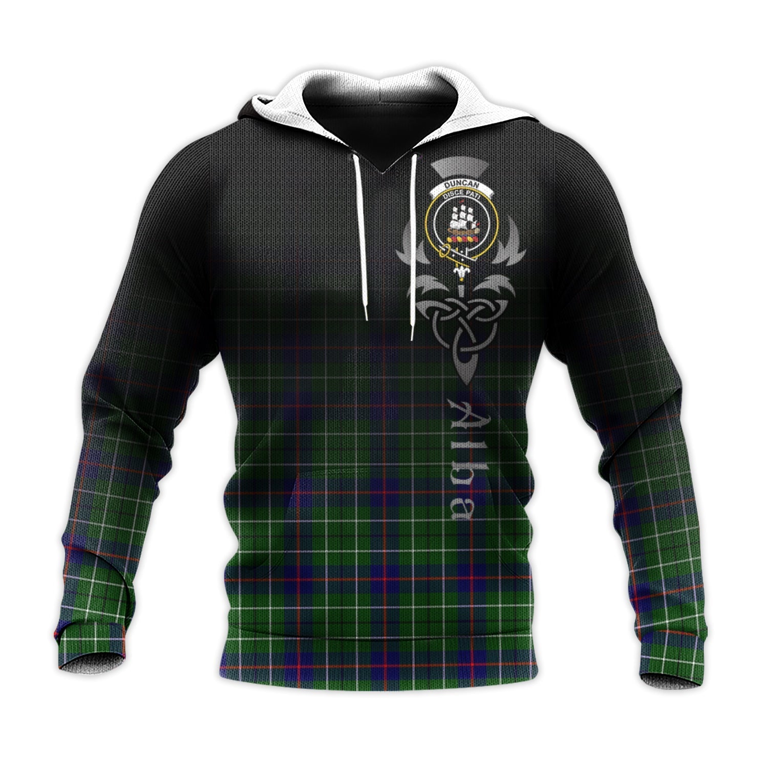 Printivon Duncan Modern Tartan Crest Alba Celtic Hoodie