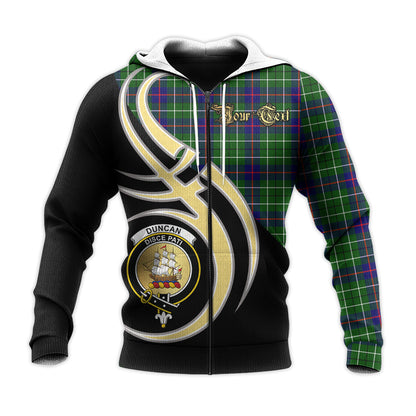 Printivon Duncan Modern Clan Believe In Me Crest Tartan Knitted Hoodie Custom Your Text