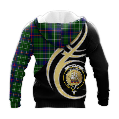 Printivon Duncan Modern Clan Believe In Me Crest Tartan Knitted Hoodie Custom Your Text