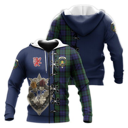 Printivon Dundas Tartan Hoodie Lion Rampant And Celtic Thistle Style