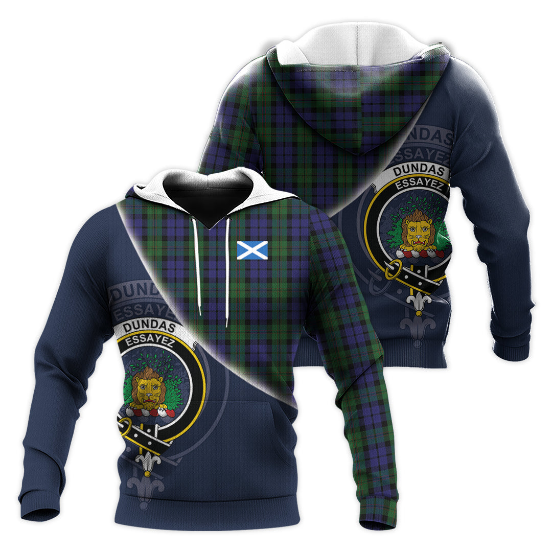 Printivon Dundas Tartan Scottish Crest Hoodie