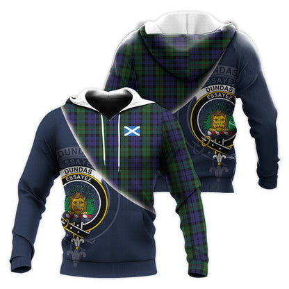 Printivon Dundas Tartan Scottish Crest Hoodie