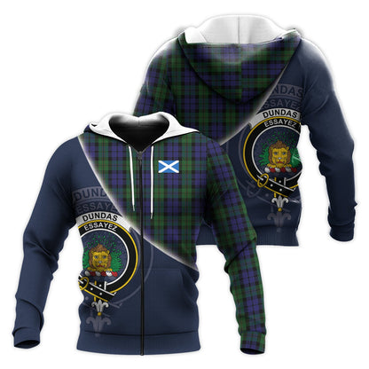 Printivon Dundas Tartan Scottish Crest Hoodie