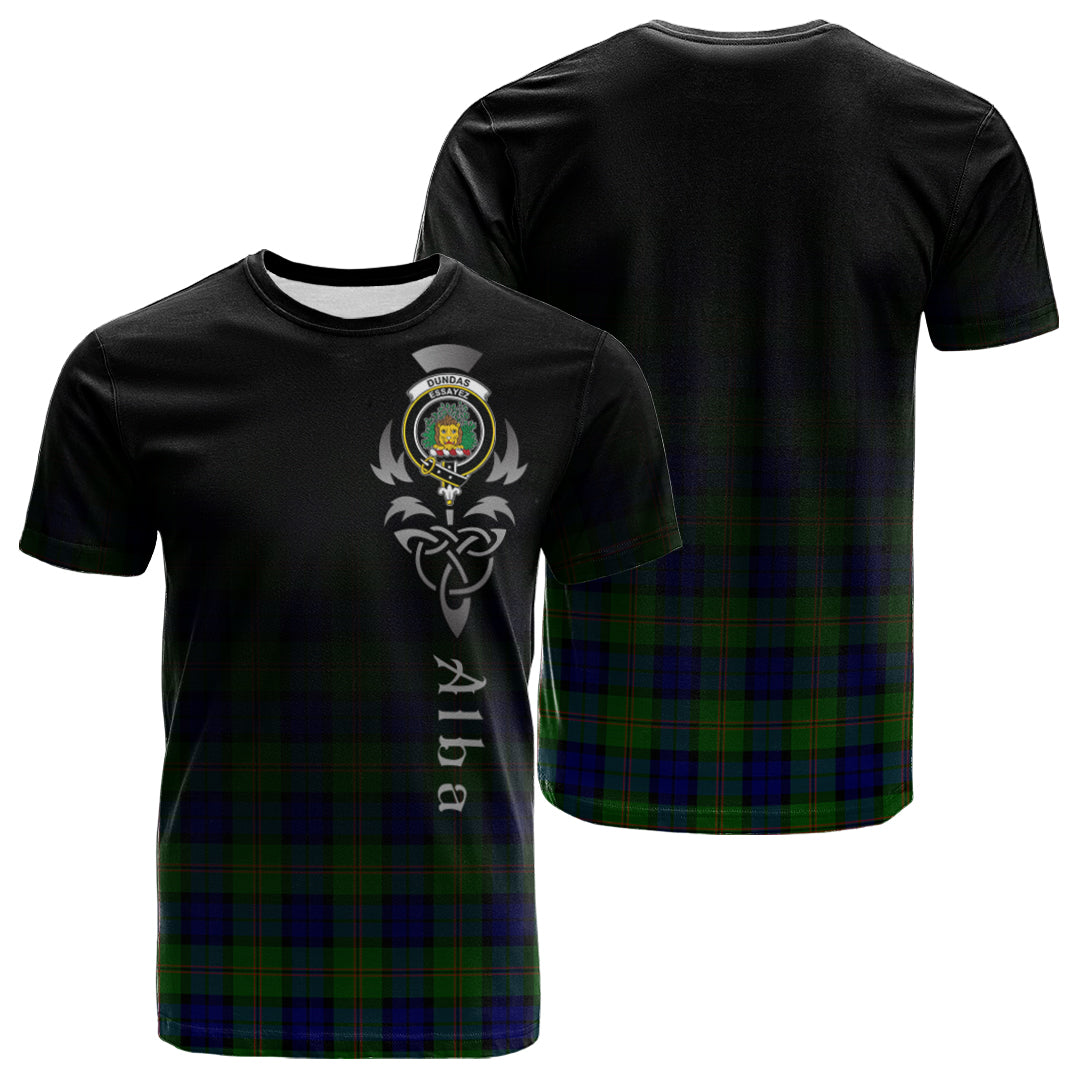 Printivon Dundas Modern Tartan Crest Alba Celtic T Shirt