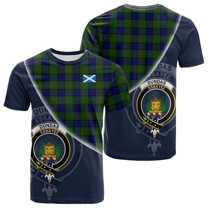 Printivon Dundas Modern Tartan Scottish Crest T Shirt