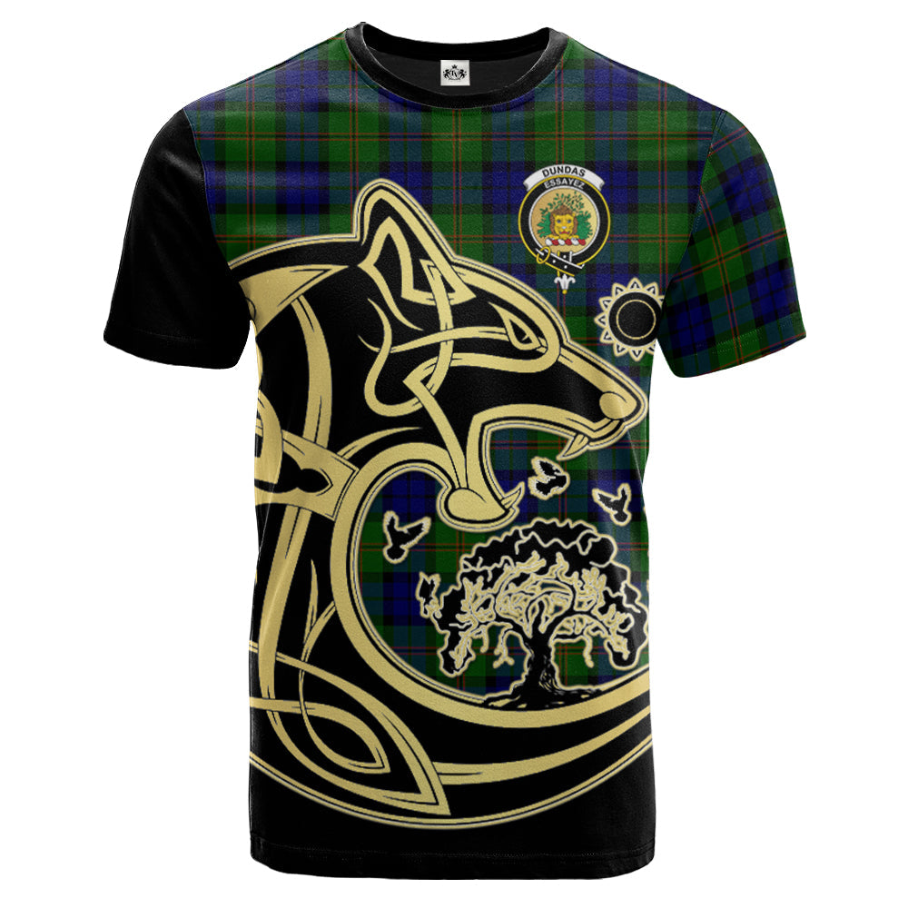 Printivon Dundas Modern Crest Celtic Wolf Tartan T Shirt Custom Your Text