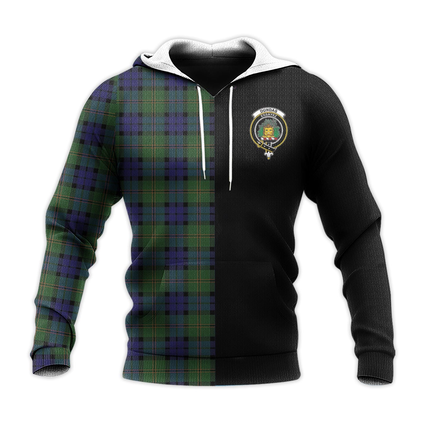 Printivon Dundas Modern Tartan Personalize Half Hoodie