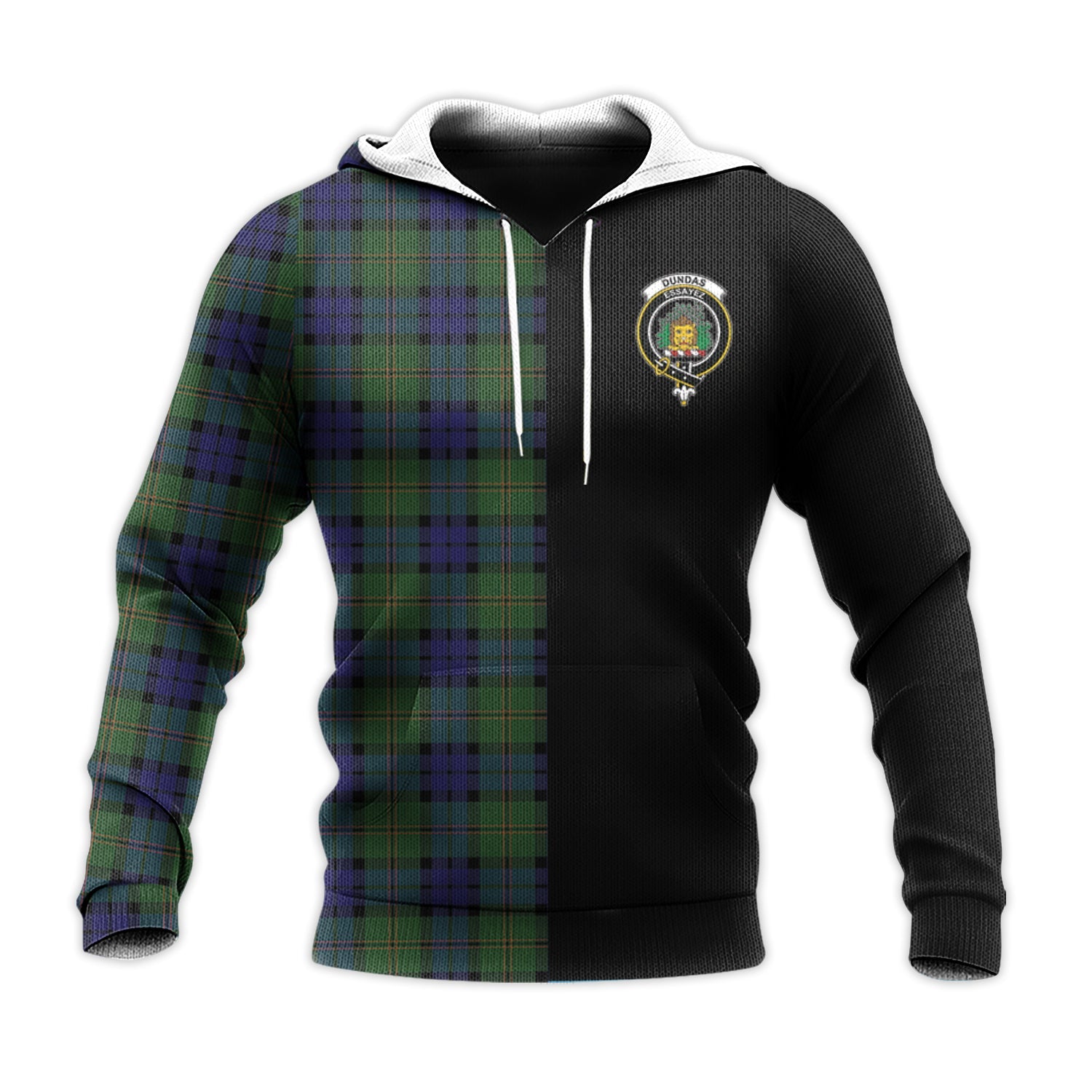 Printivon Dundas Modern Tartan Personalize Half Hoodie
