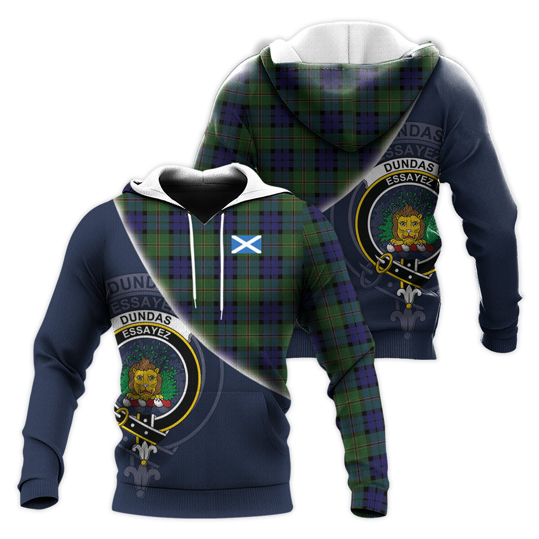 Printivon Dundas Modern Tartan Scottish Crest Hoodie