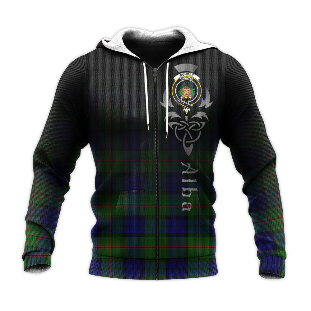 Printivon Dundas Modern Tartan Crest Alba Celtic Hoodie