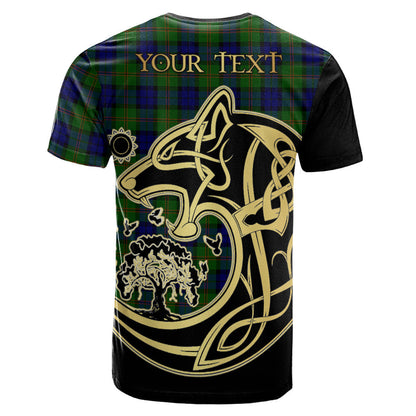 Printivon Dundas Modern Crest Celtic Wolf Tartan T Shirt Custom Your Text
