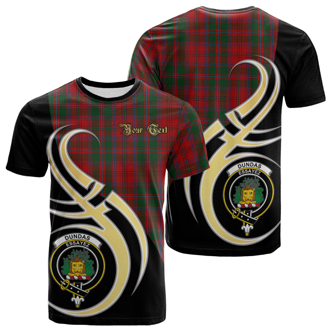 Printivon Dundas Red Tartan Crest Believe In Me T Shirt