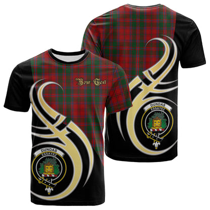 Printivon Dundas Red Tartan Crest Believe In Me T Shirt