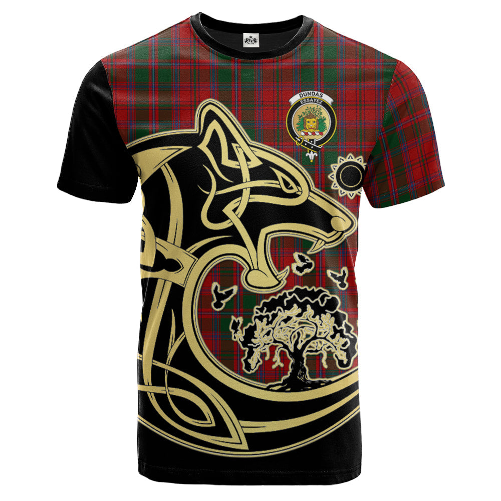 Printivon Dundas Red Crest Celtic Wolf Tartan T Shirt Custom Your Text