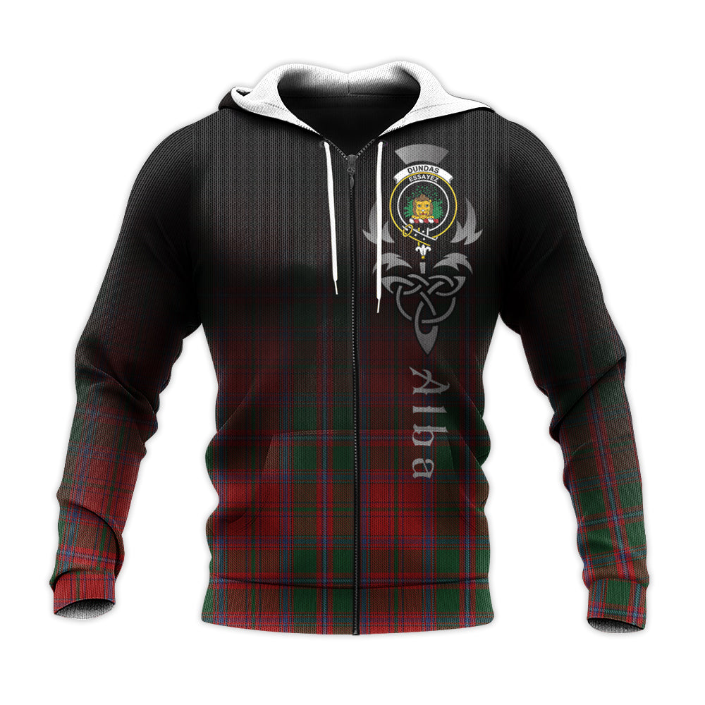 Printivon Dundas Red Tartan Crest Alba Celtic Hoodie