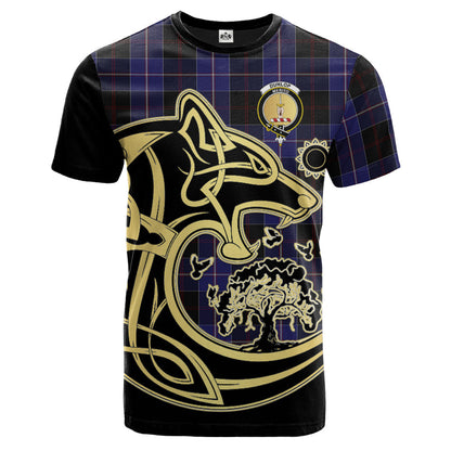 Printivon Dunlop Crest Celtic Wolf Tartan T Shirt Custom Your Text