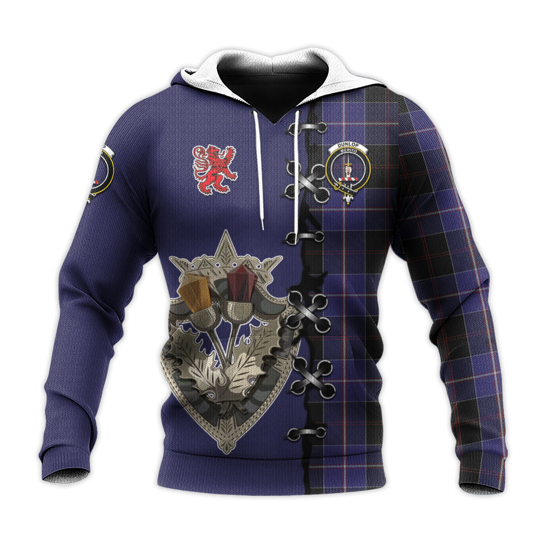 Printivon Dunlop Tartan Hoodie Lion Rampant And Celtic Thistle Style