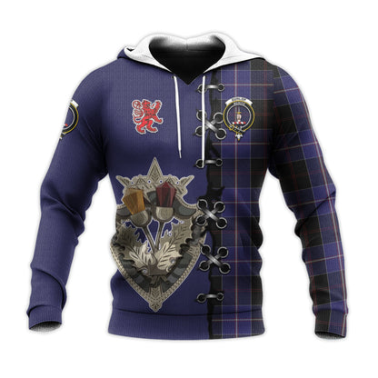 Printivon Dunlop Tartan Hoodie Lion Rampant And Celtic Thistle Style