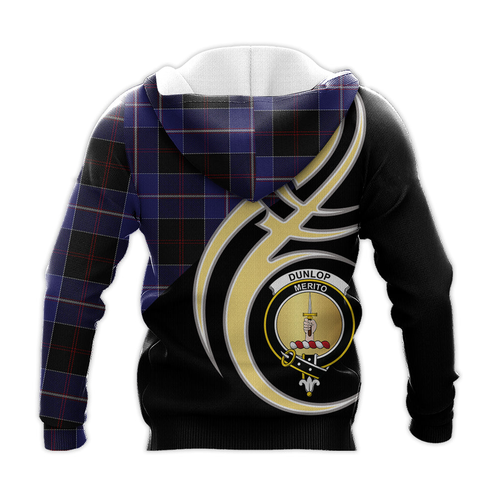 Printivon Dunlop Clan Believe In Me Crest Tartan Knitted Hoodie Custom Your Text